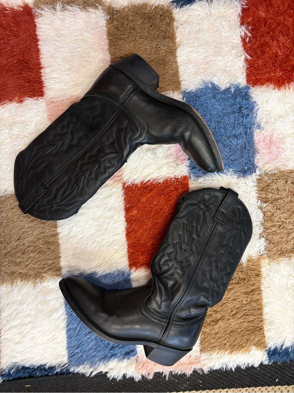 Laredo Black Leather Western Cowboy Boots